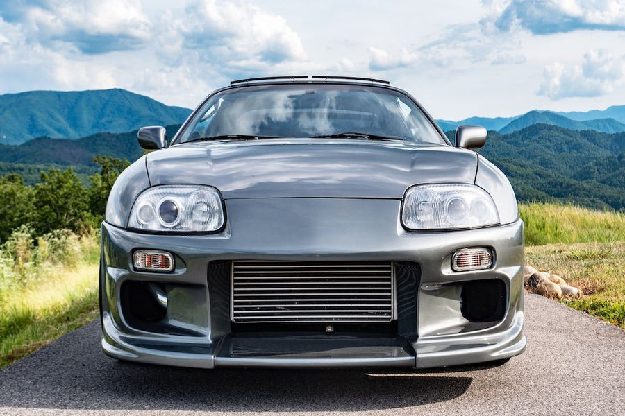 grey exotic car in the Smoky Mountains 