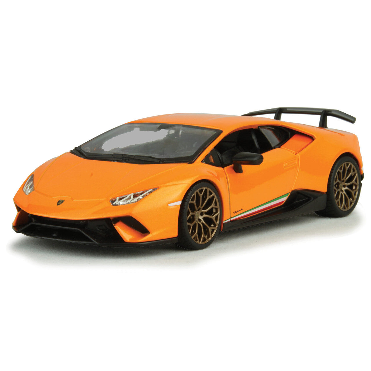 diecast car of an orange Lamborghini Huracan Performante
