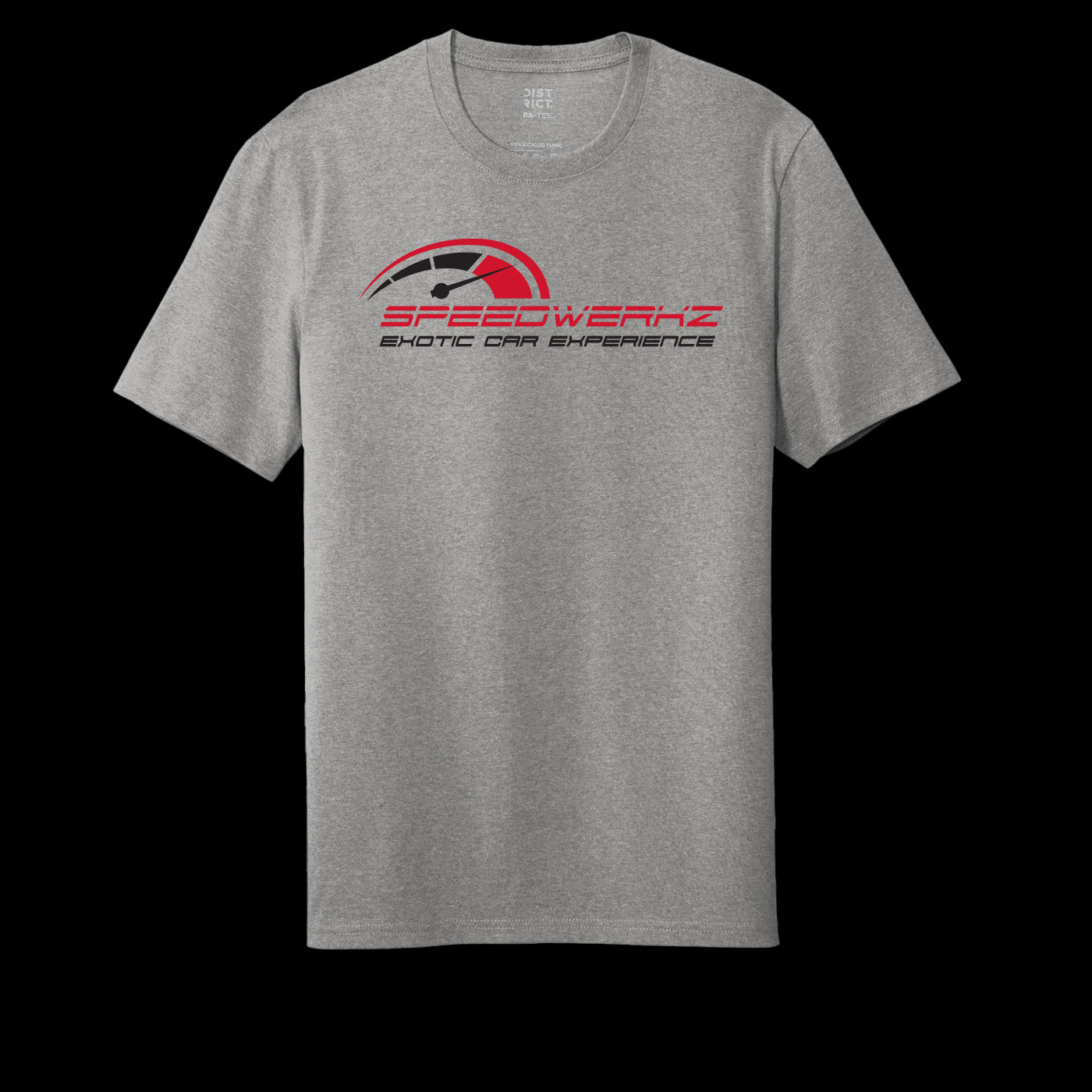 grey T-Shirt with a red and black Speedwerkz logo