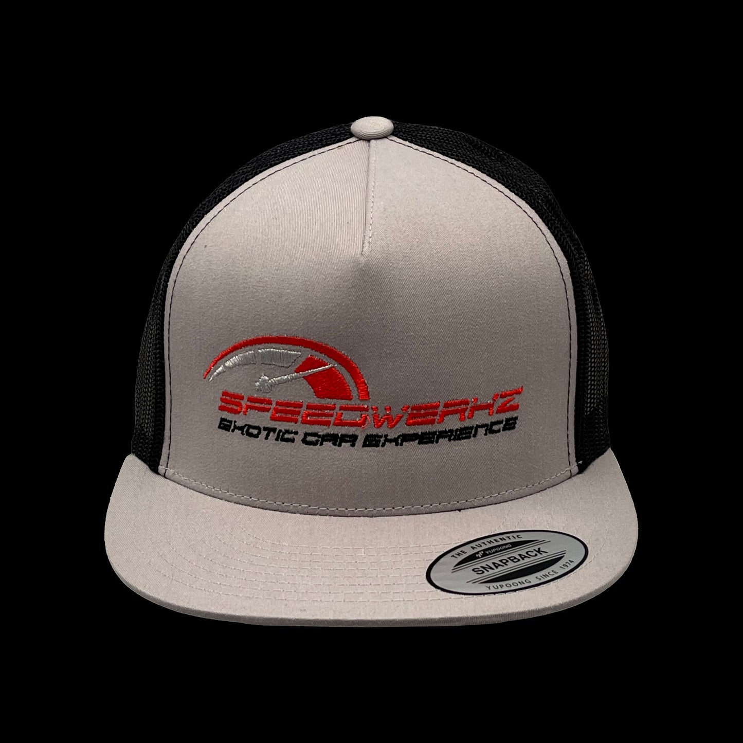 silver and black Speedwerkz hat with a red and white logo