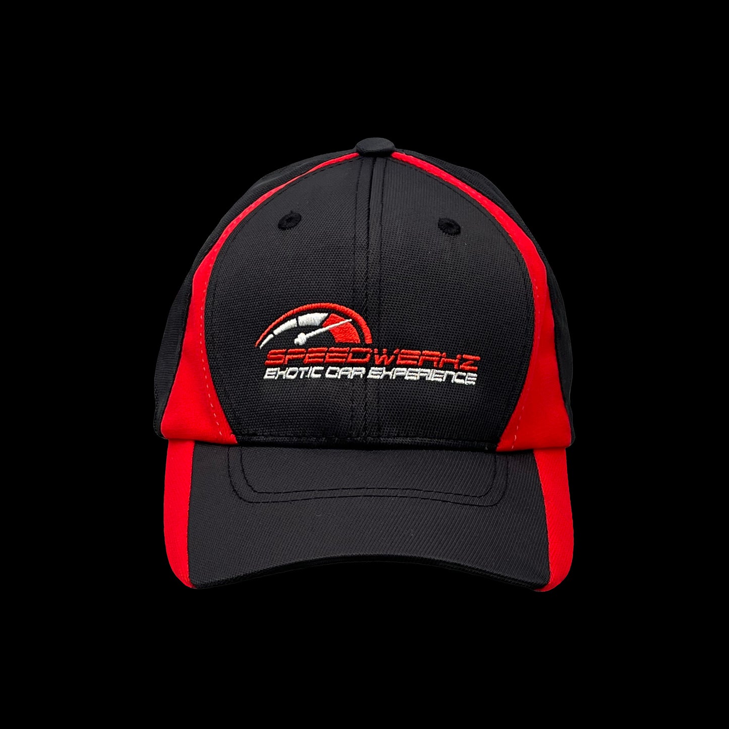 black and red logo hat from Speedwerkz in Gatlinburg