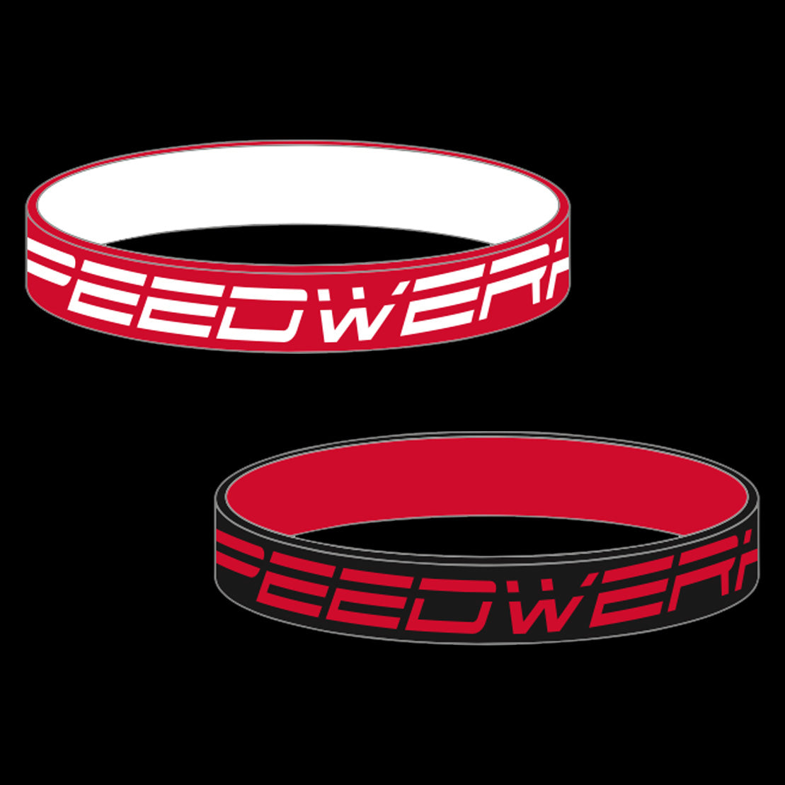 silicone armbands with the Speedwerkz logo