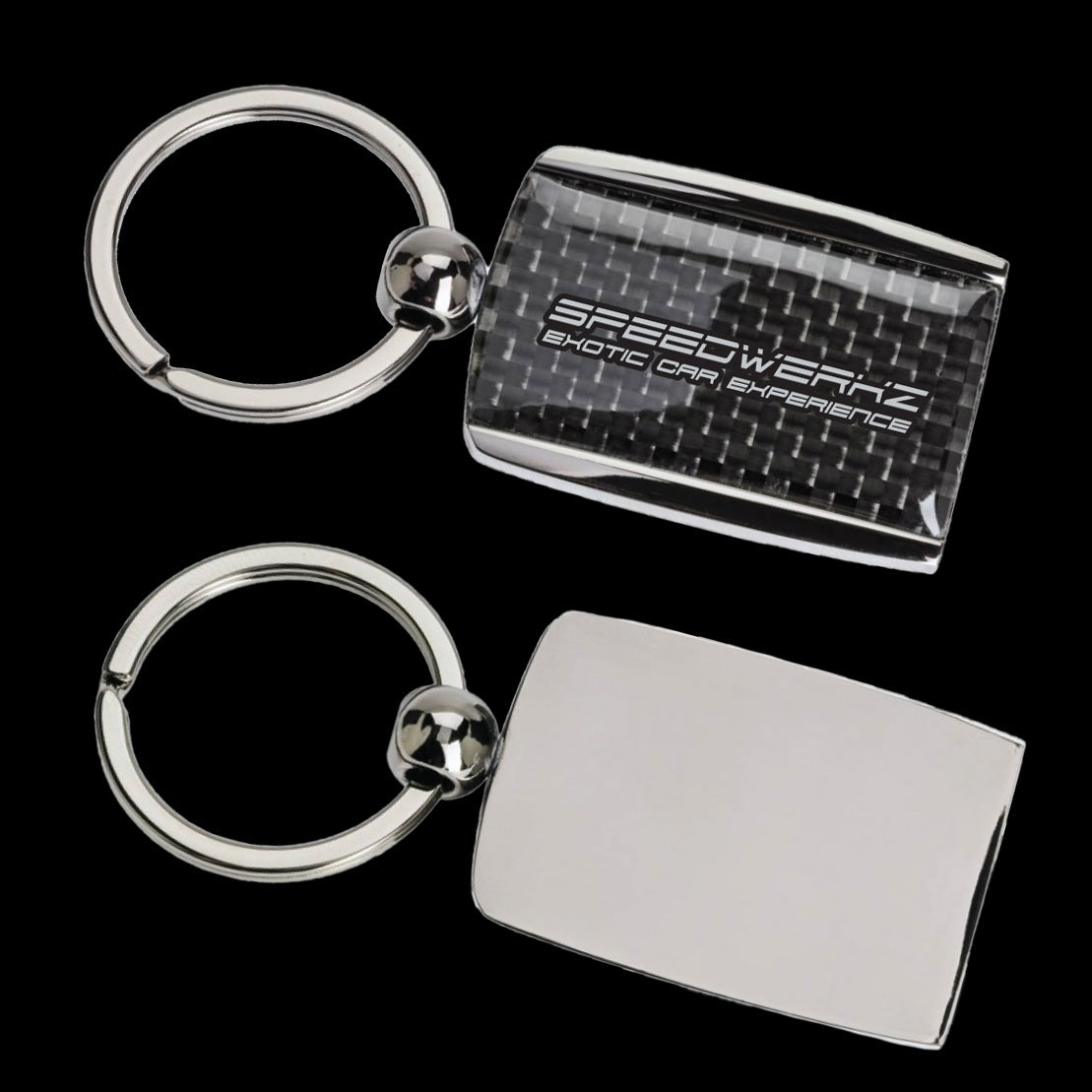 silver carbon fiber Speedwerkz keychain